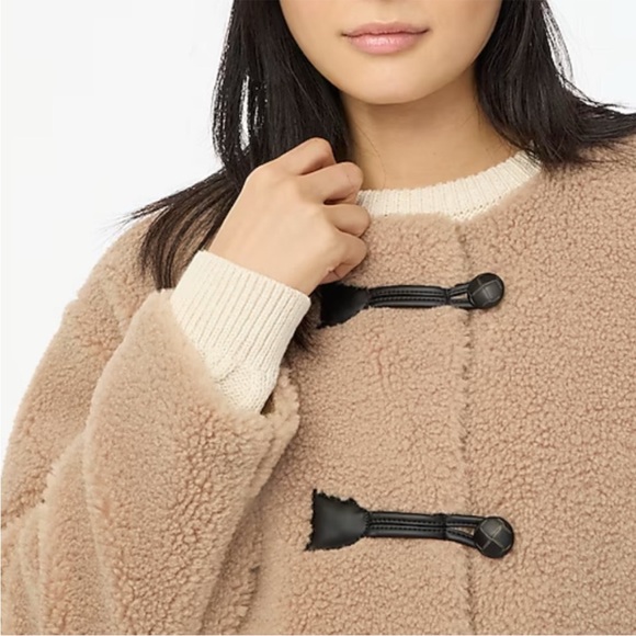 J Crew Factory Sherpa Toggle Coat. Size XXS. Oversized fit. Brand new with tag. - Picture 3 of 6